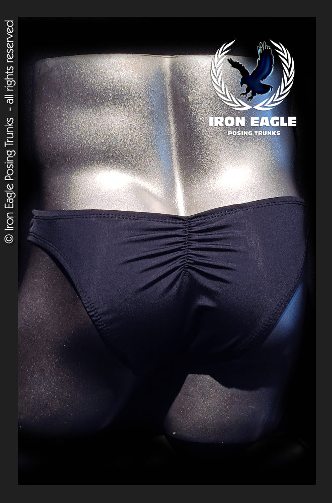 Pro Classic Physique Trunks - 1.5'' Black Italian Satin Lycra