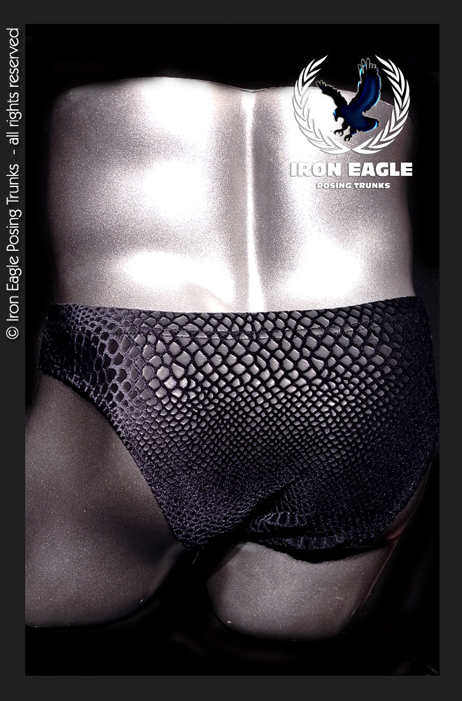 Pro Classic Physique Briefs - 2'' Black Matt Snakeskin Velvet