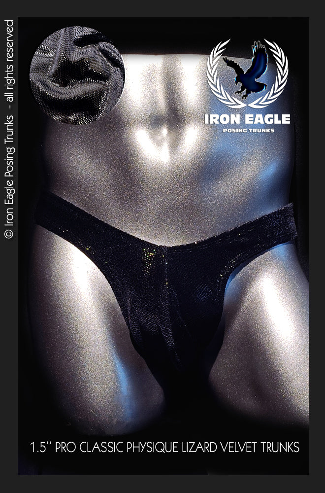 Pro Classic Physique Trunks - 1.5'' Black Lizard Skin Velvet