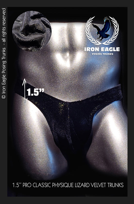 Pro Classic Physique Trunks - 1.5'' Black Lizard Skin Velvet
