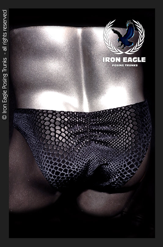 Pro Classic Physique Trunks - 1.5'' Black Matt Snakeskin Velvet