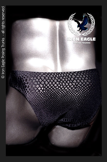 Pro Classic Physique Briefs - 2'' Black Matt Snakeskin Velvet
