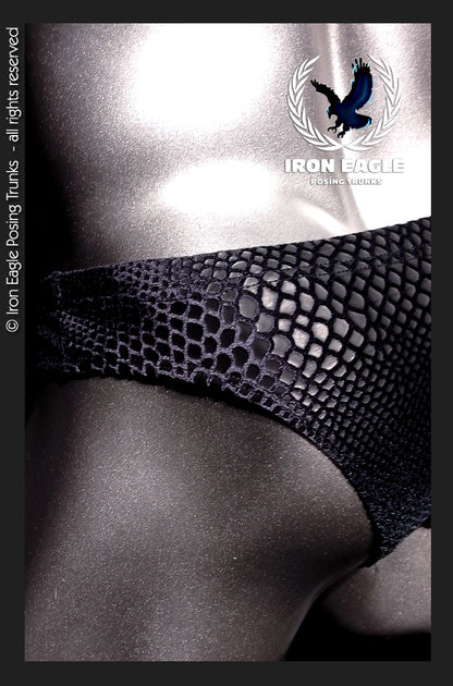 Pro Classic Physique Briefs - 2'' Black Matt Snakeskin Velvet