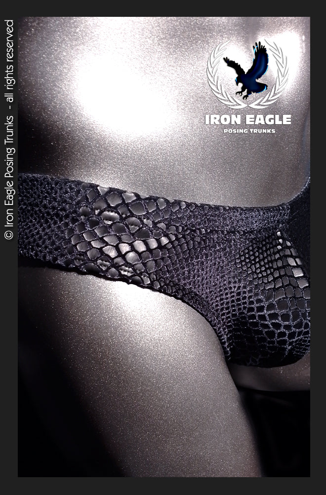 Pro Classic Physique Briefs - 2'' Black Matt Snakeskin Velvet