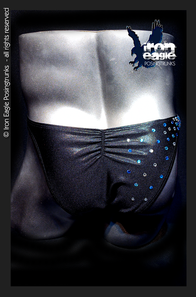 Iron Eagle Posing Trunks -  Blue Tone Crystallised Black Mystique©