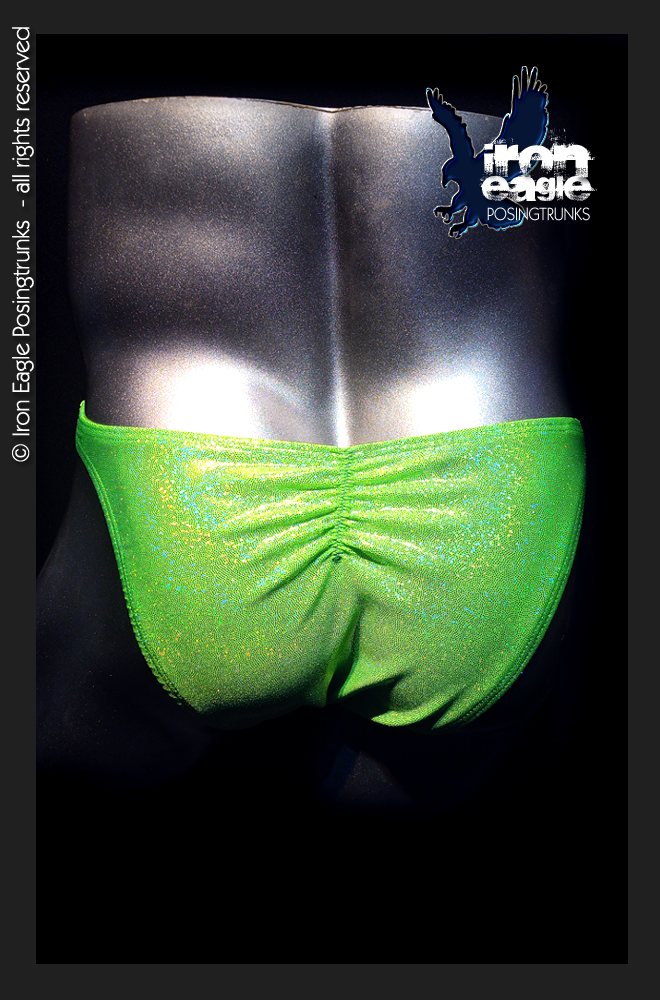 Iron Eagle Posing Trunks -  Lime Hologram Mystique©